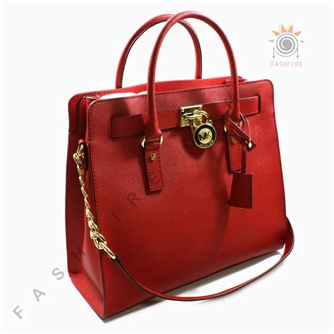 red leather michael kors purse